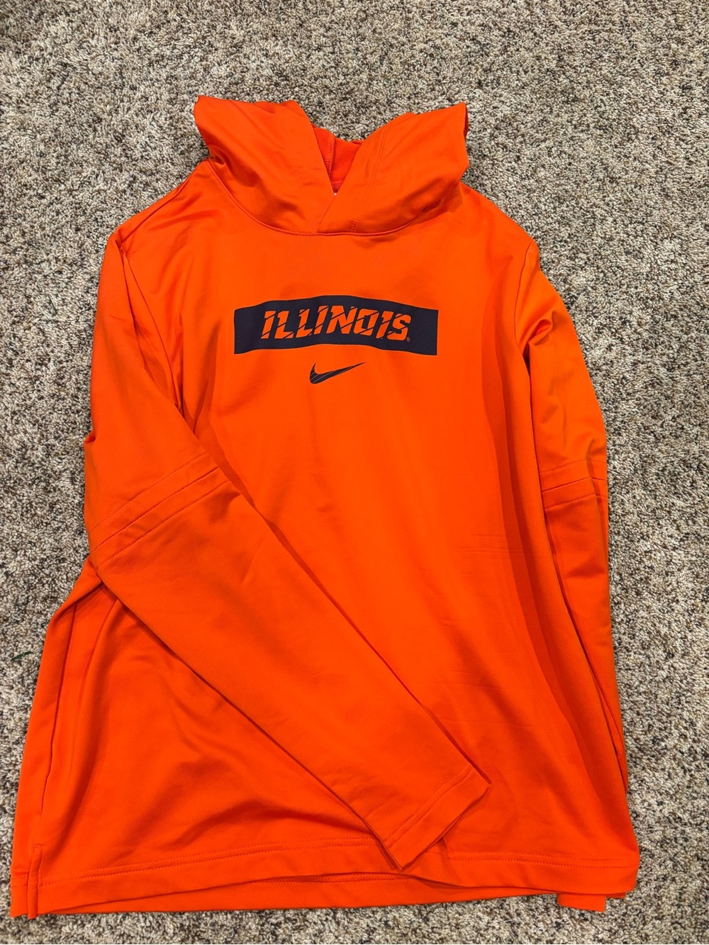 University of Illinois Nike Orange Illinois Pullover Hoodie with Navy Logo